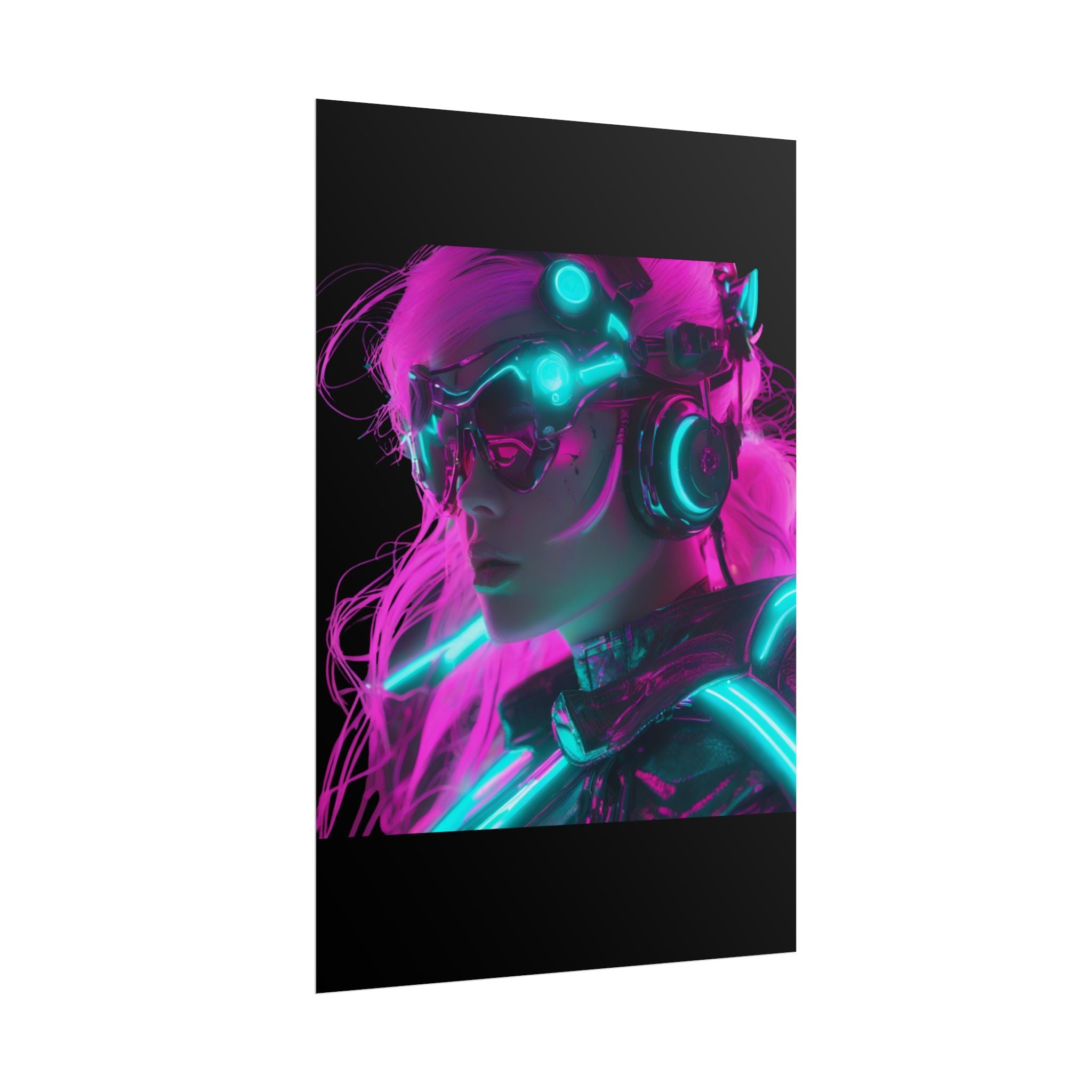 Cyberpunk Wall Art Print, Neon Anime Decor, Retro Futurism Poster, Unique Gift for Gamers, Modern Home Decor