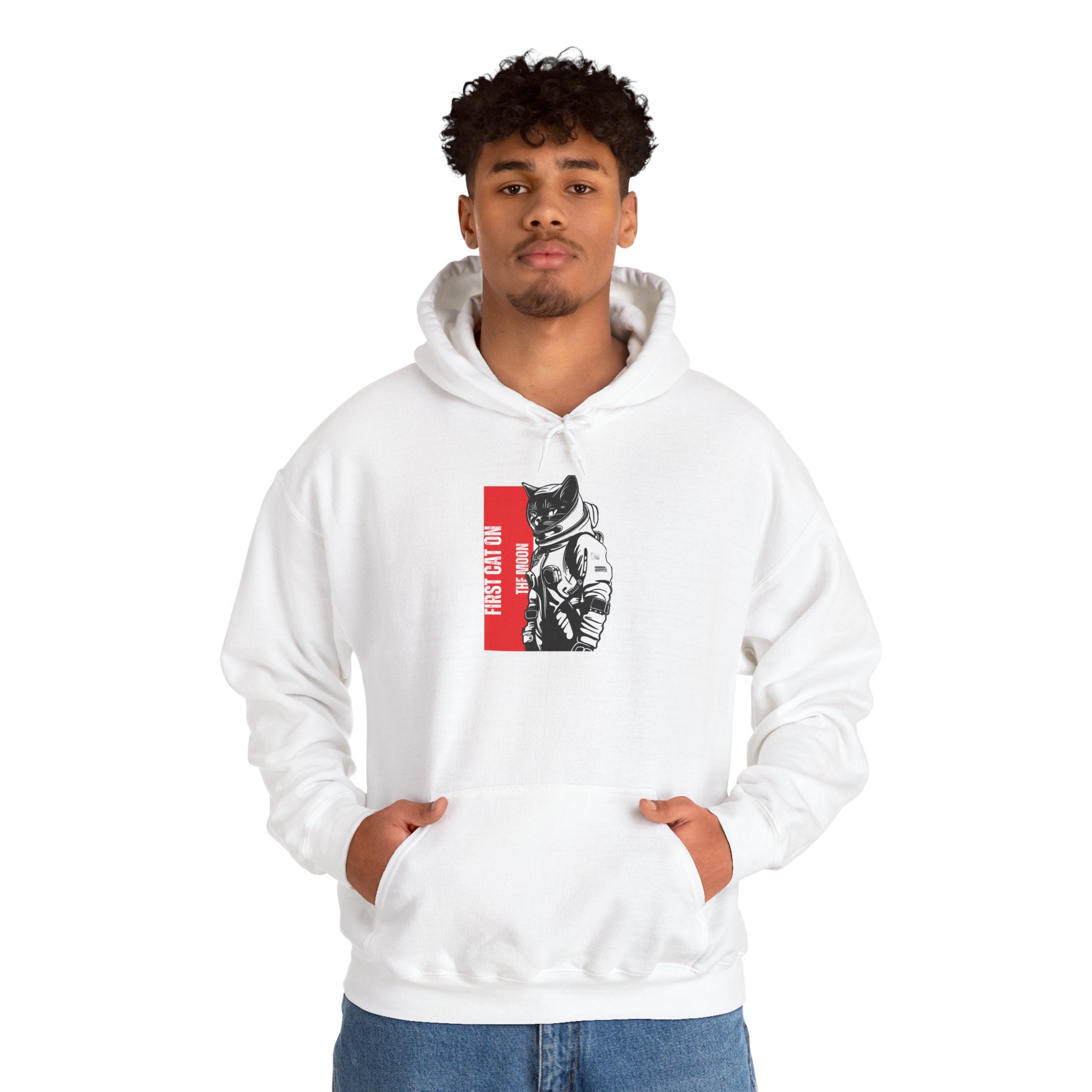 First Cat on the Moon Buzz Pawldrin Astronaut Graphic Unisex Hoodie,