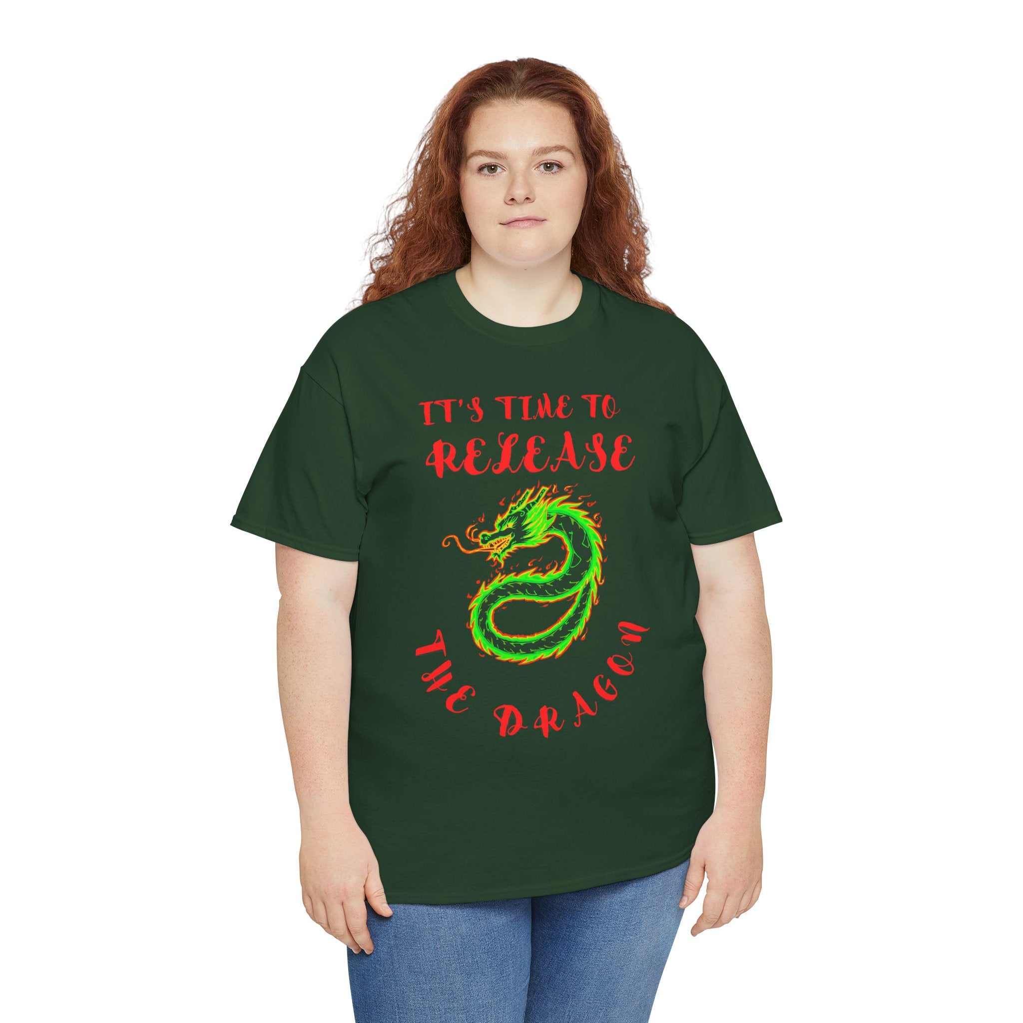 Release the Dragon T-Shirt | Green Dragon Illustration, Retro Script