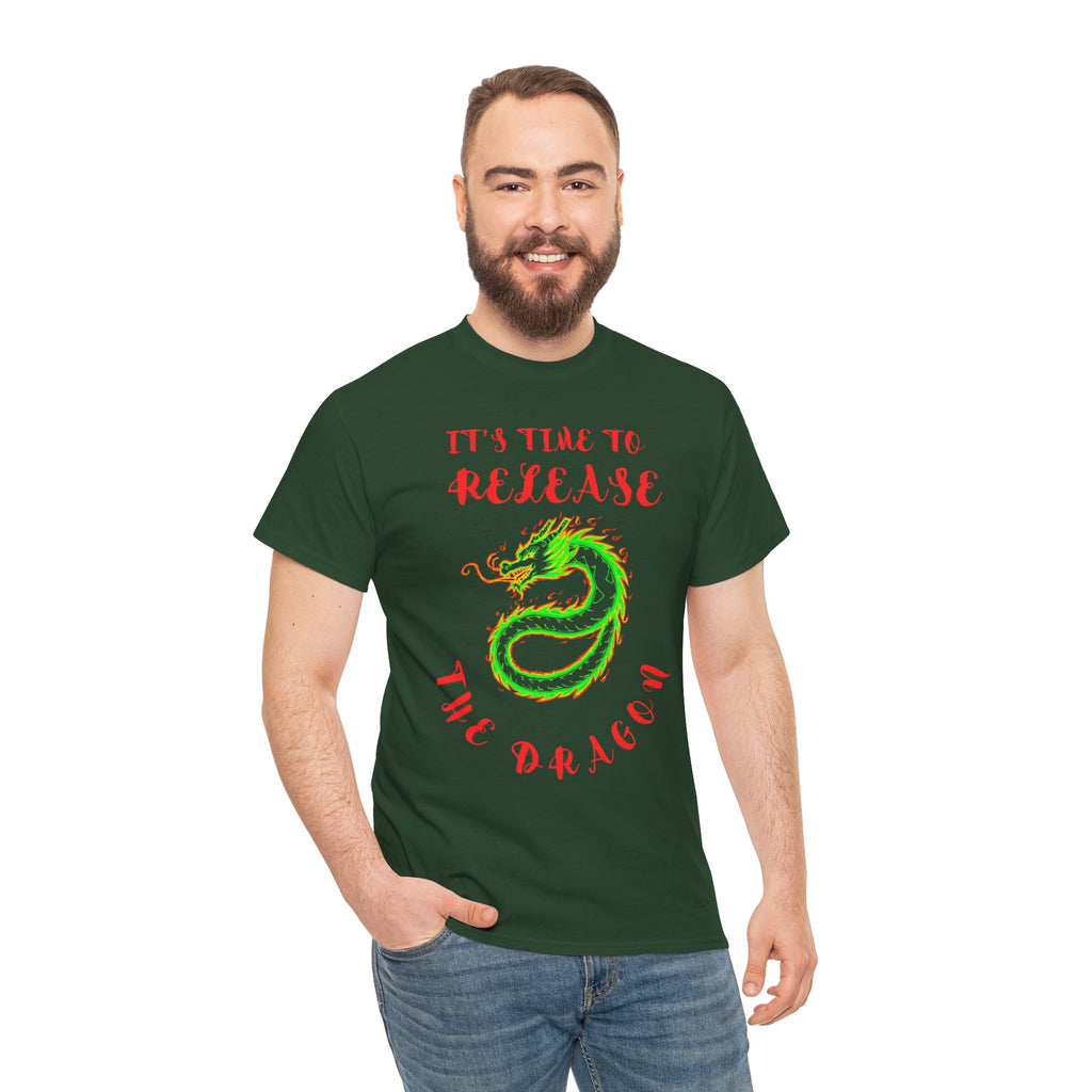 Release the Dragon T-Shirt | Green Dragon Illustration, Retro Script