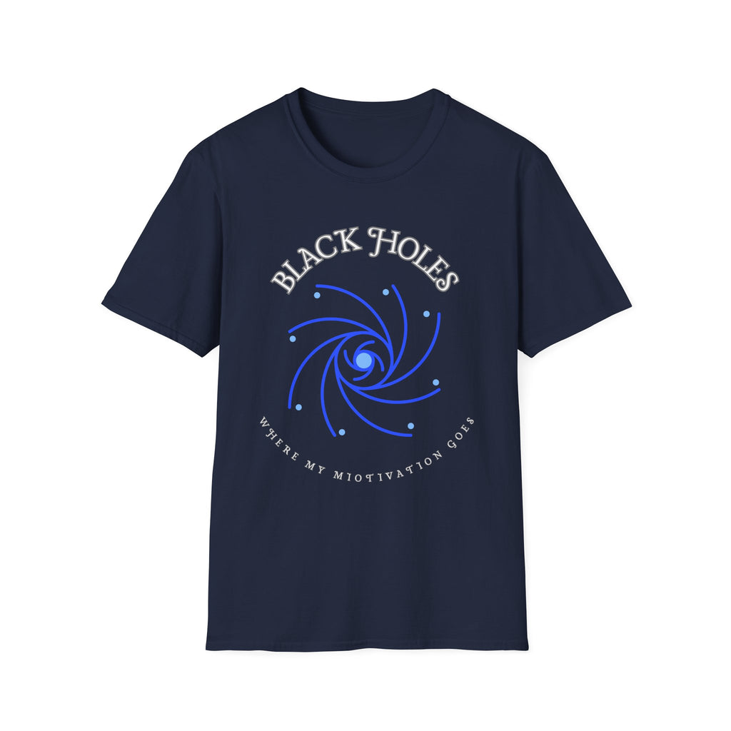 Black Holes Where My Motivation Goes graphic T-Shirt funny gamer nerd shirt
