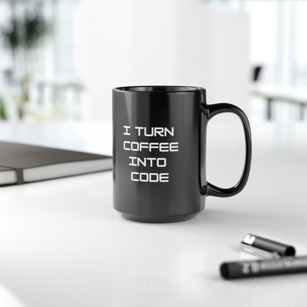 Coding Coffee Mug – Programmer Humor Black Mug, Developer Gift