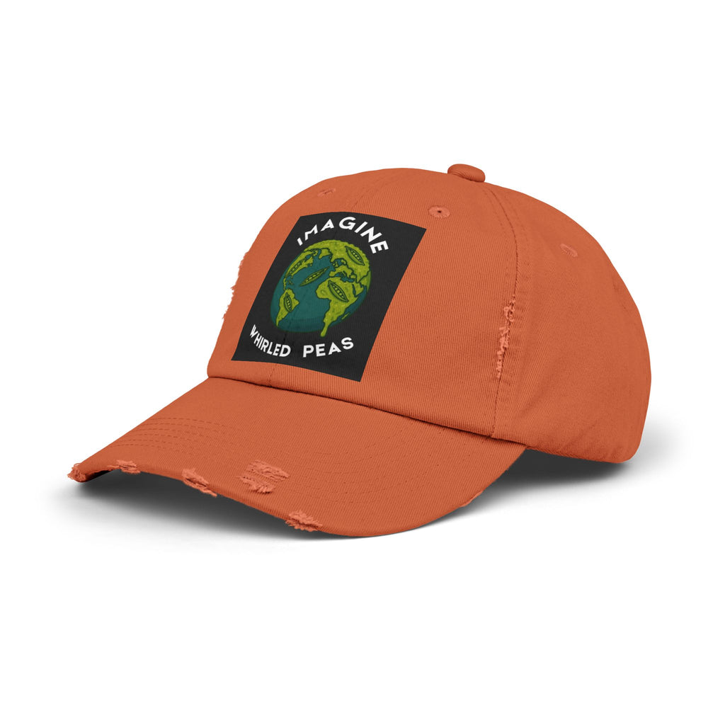 Imagine Whirled Peas Distressed Cap – World Peace Pun Hat