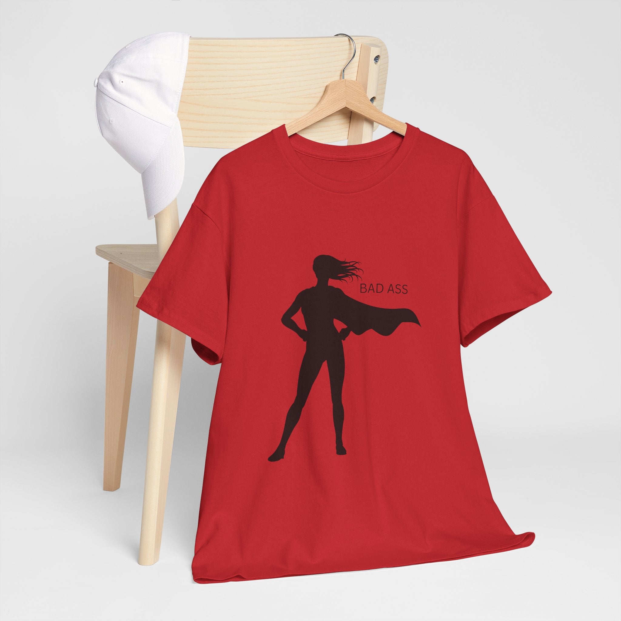Bad Ass Superhero Silhouette Tee | Woman Cape Silhouette T-Shirt