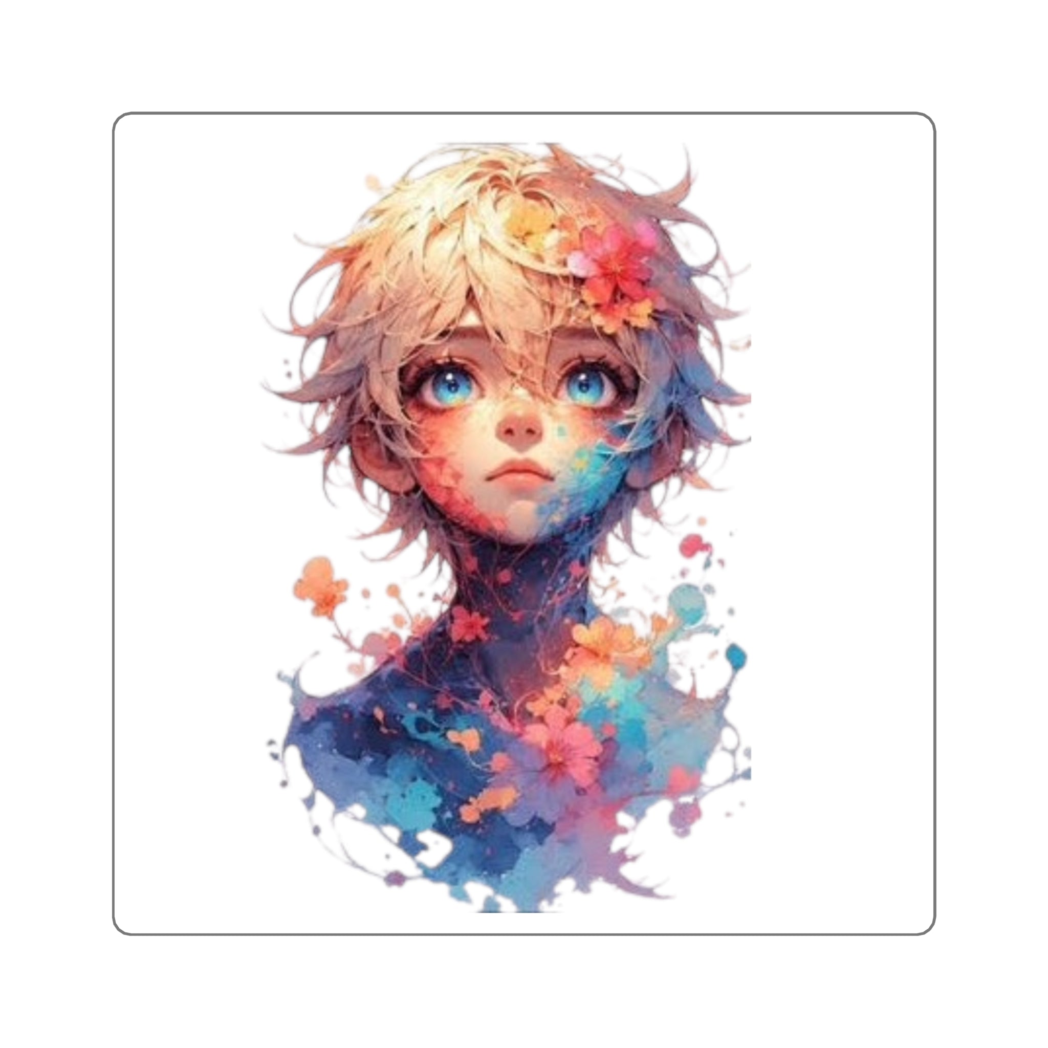 Fantasy Child Whimsical Art Sticker, Gift for Art Lovers, Floral Fantasy