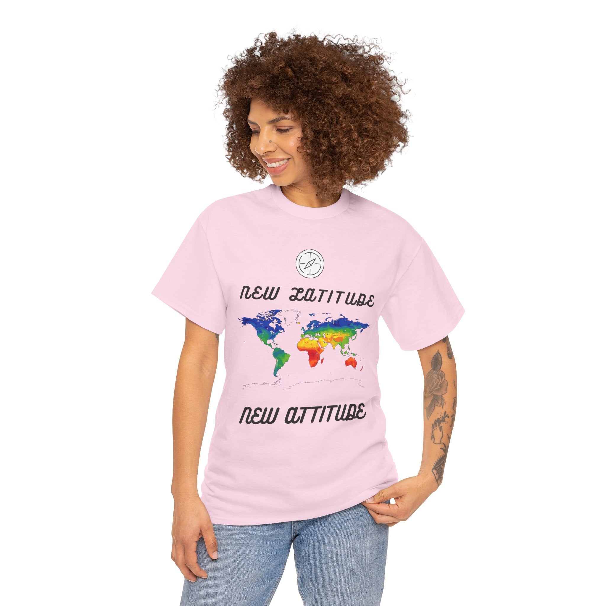 New Latitude New Attitude world map T-Shirt | rainbow map graphic