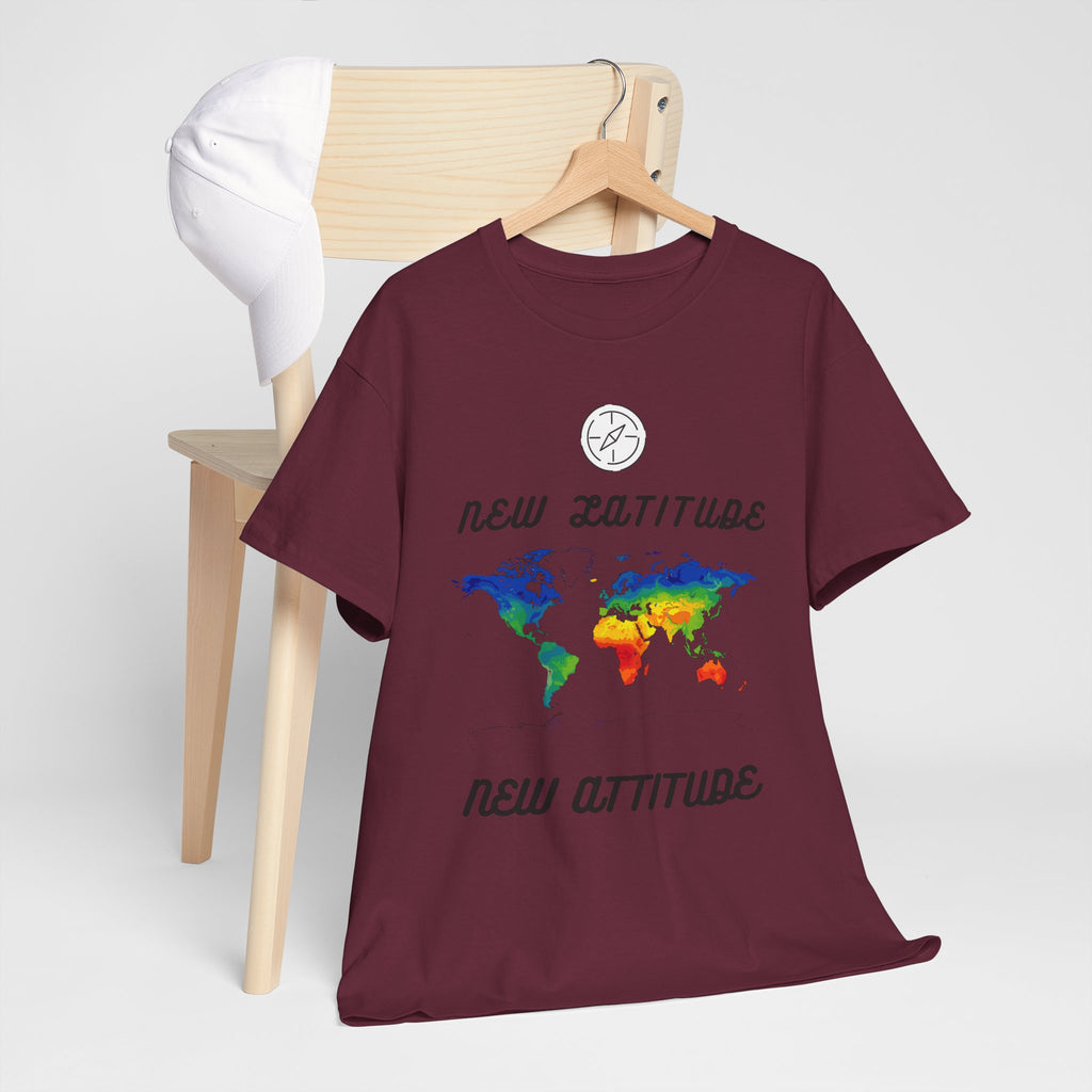 New Latitude New Attitude world map T-Shirt | rainbow map graphic