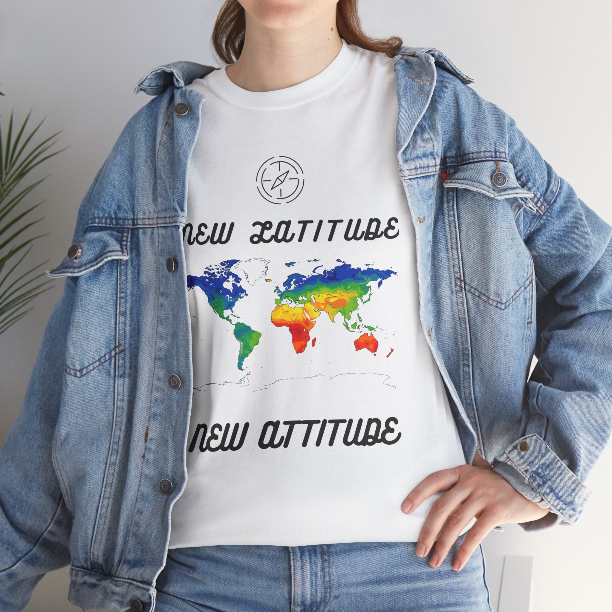New Latitude New Attitude world map T-Shirt | rainbow map graphic