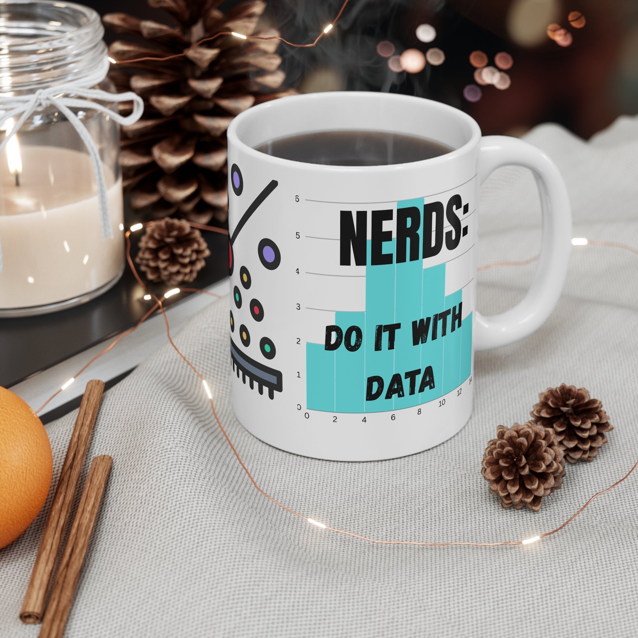 Nerds Do It With Data Mug Scatterplot and Bar Chart Design 11 oz coffee cup