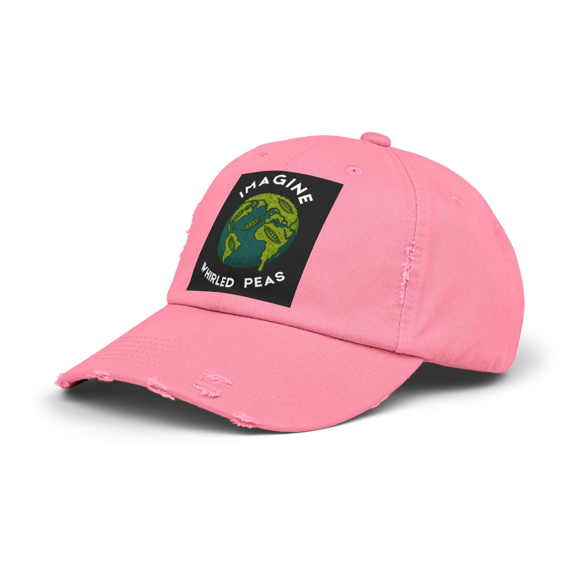 Imagine Whirled Peas Distressed Cap – World Peace Pun Hat
