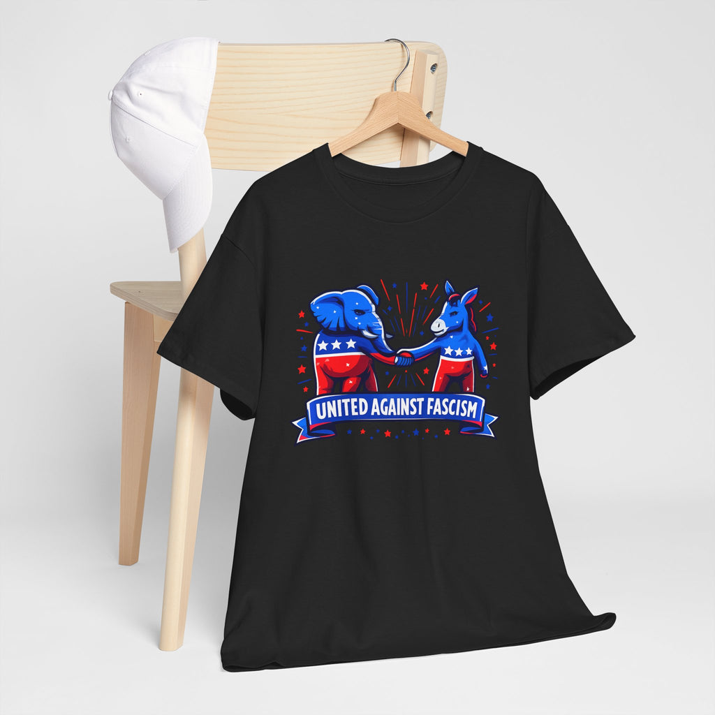 United Against Fascism Democratic Donkey and Republican Elephant T-Shirt