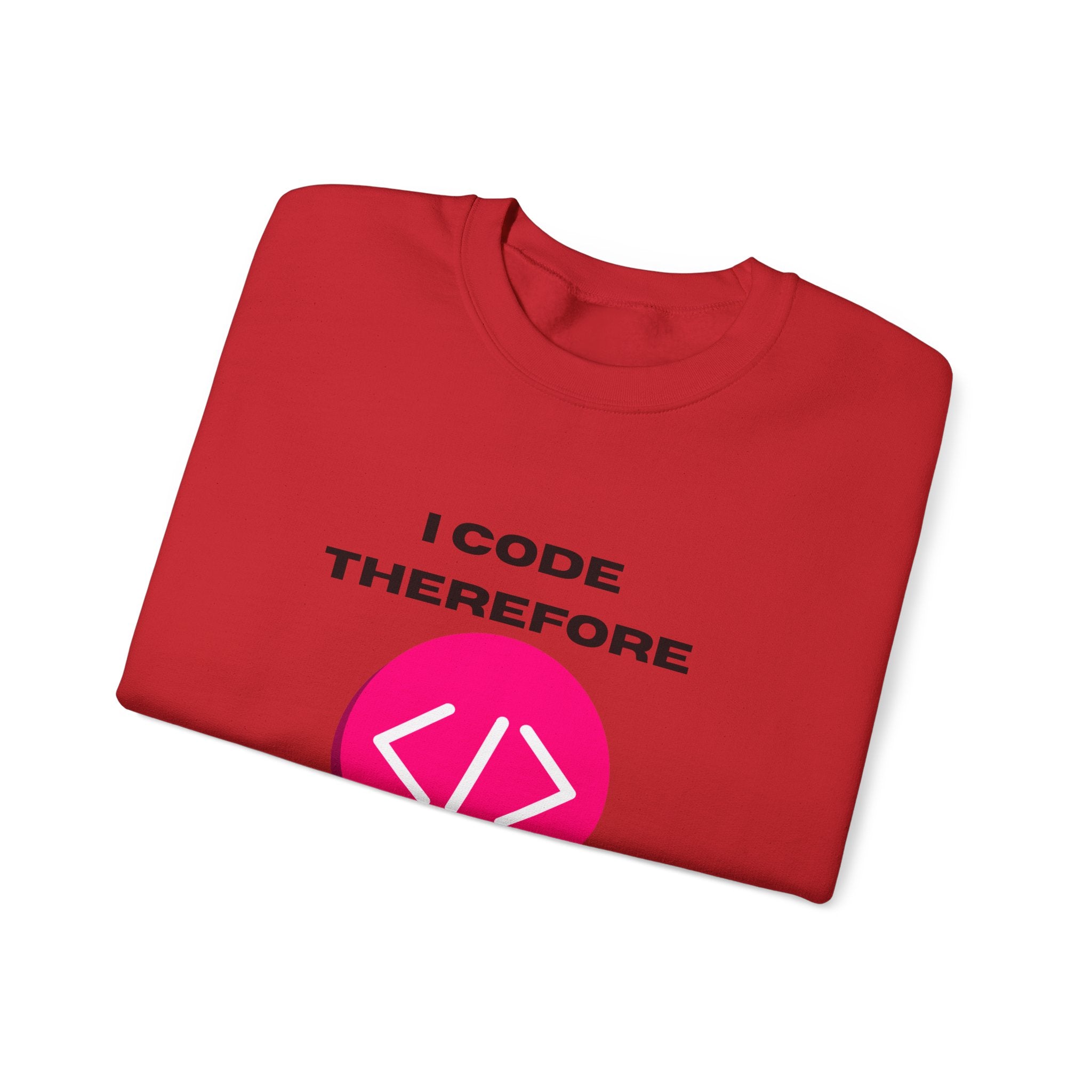 I Code Therefore I Am Crewneck Sweatshirt – Coding Humor Apparel