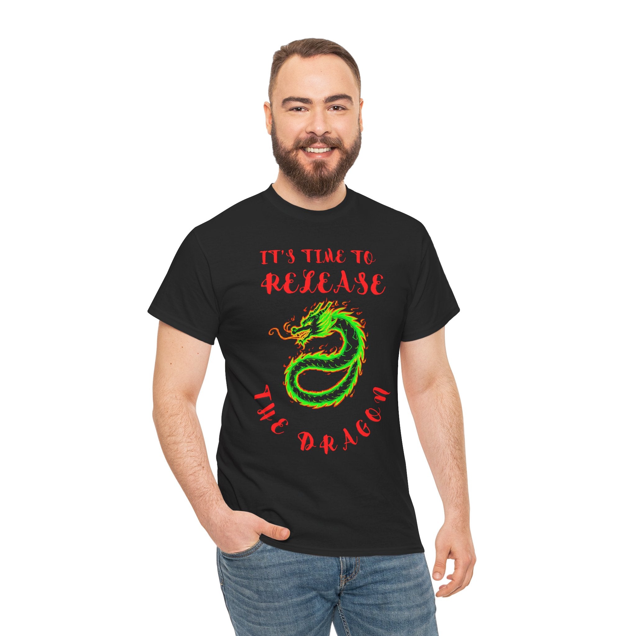 Release the Dragon T-Shirt | Green Dragon Illustration, Retro Script