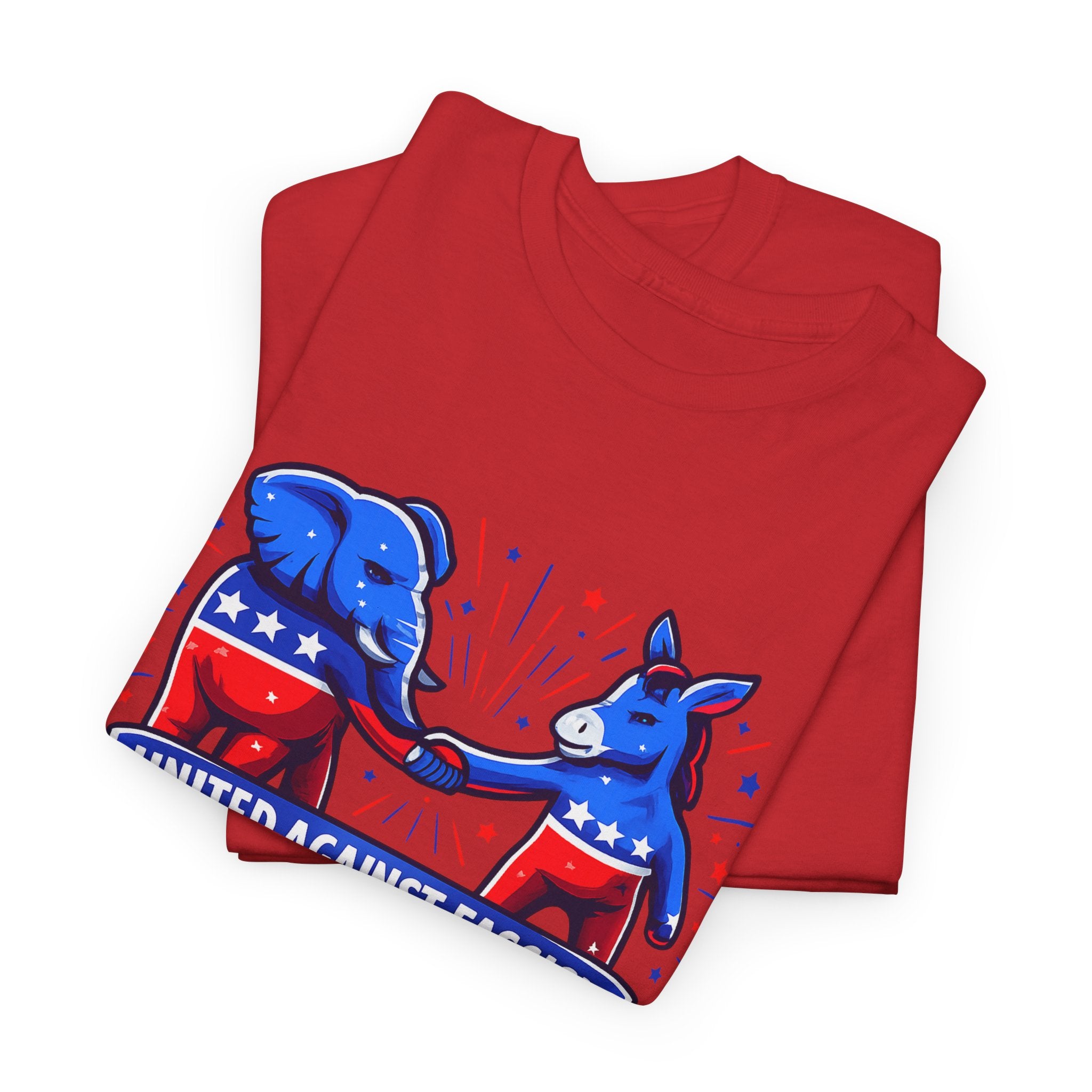United Against Fascism Democratic Donkey and Republican Elephant T-Shirt