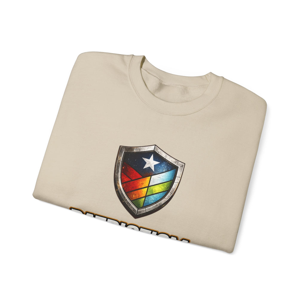 Patriotism Means Protecting Everyone Sweatshirt | Rainbow Shield Flag Design