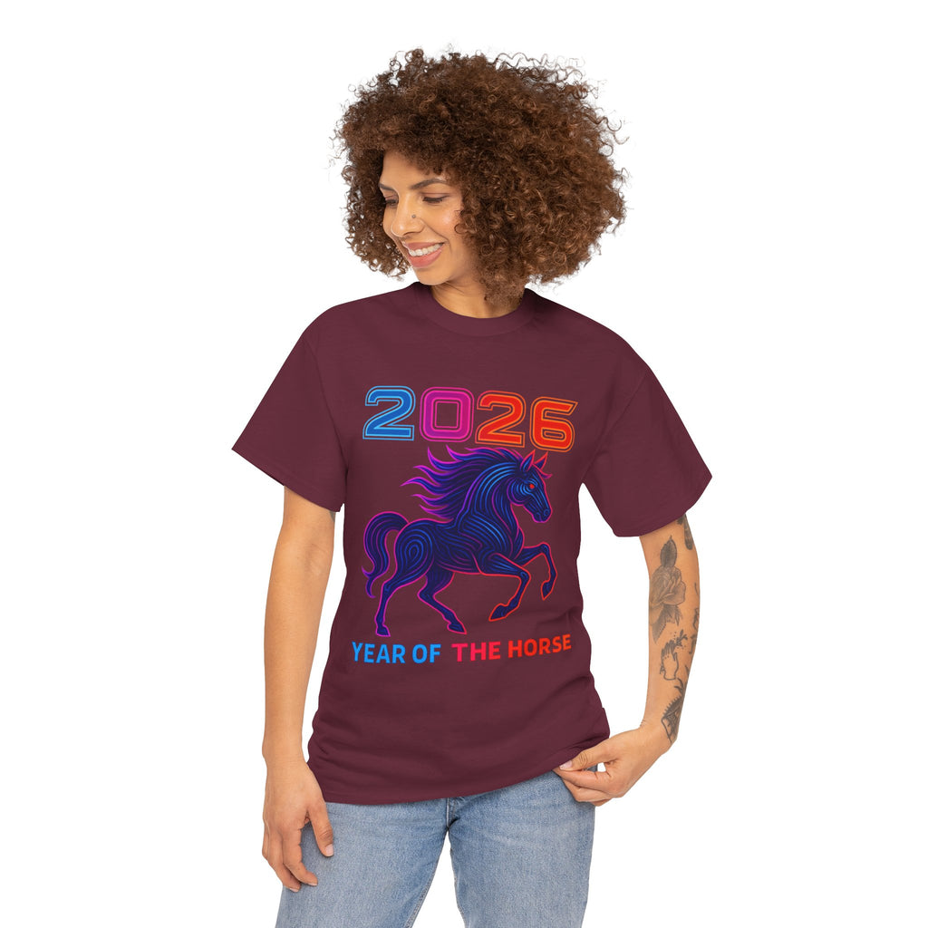 2026 Year of the Horse T-Shirt | Neon Stallion Graphic Tee