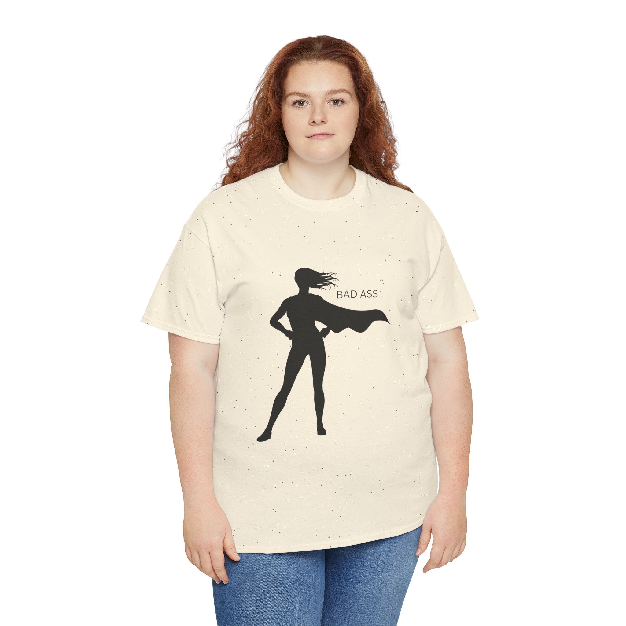 Bad Ass Superhero Silhouette Tee | Woman Cape Silhouette T-Shirt