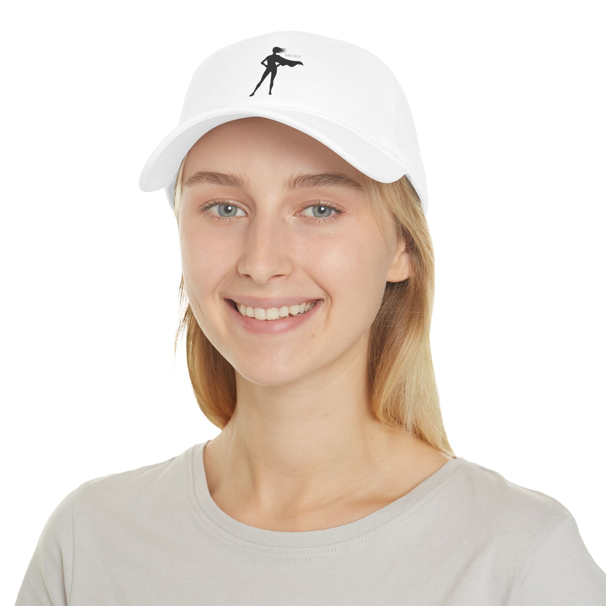 Bad Ass Superhero Silhouette Low Profile Cap | Retro Heroine Baseball Cap