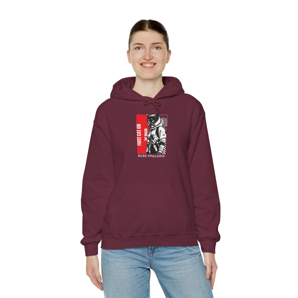 First Cat on the Moon Buzz Pawldrin Astronaut Graphic Unisex Hoodie,