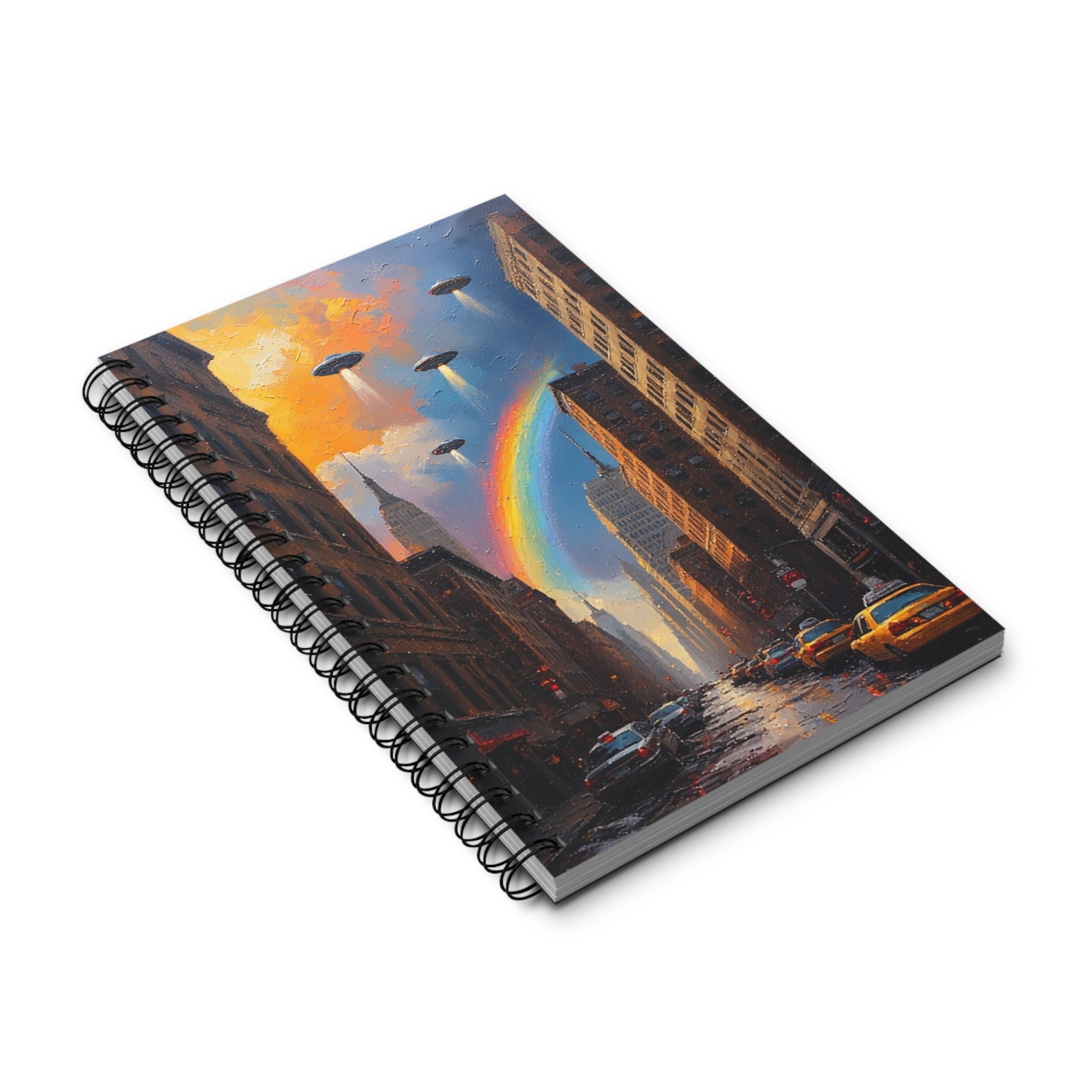 Colorful UFO Spiral sketch book for Dreamers, Rainbow Notebook
