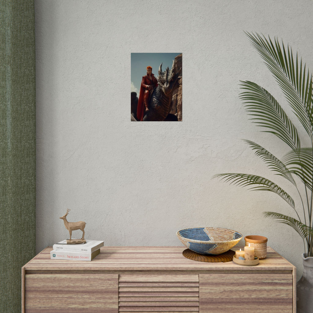 Fantasy Bowie Wall Art, Dragon Rider Poster, Home Decor, Gift for Fantasy Lovers, Bedroom Wall Decor, Unique Artwork
