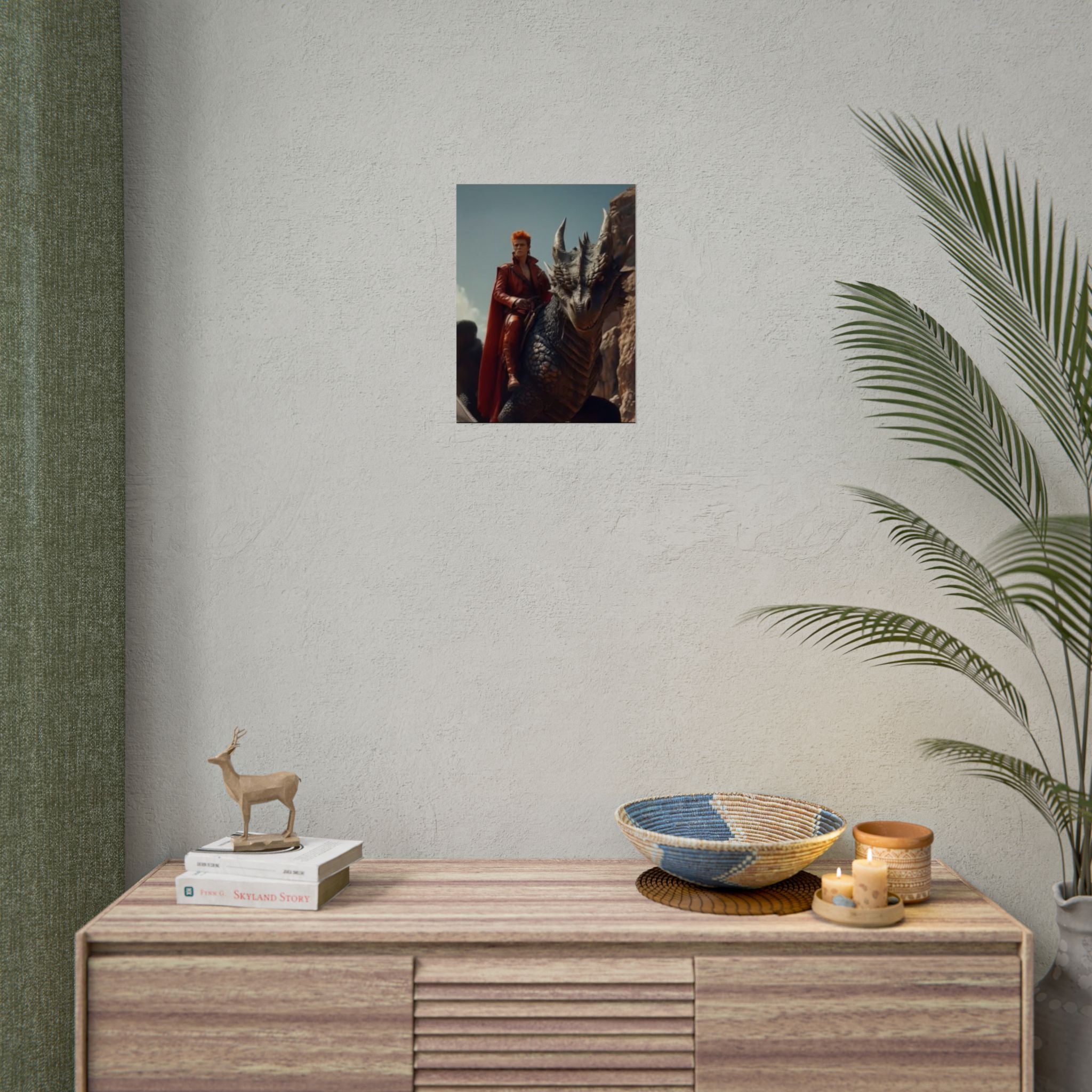 Fantasy Bowie Wall Art, Dragon Rider Poster, Home Decor, Gift for Fantasy Lovers, Bedroom Wall Decor, Unique Artwork