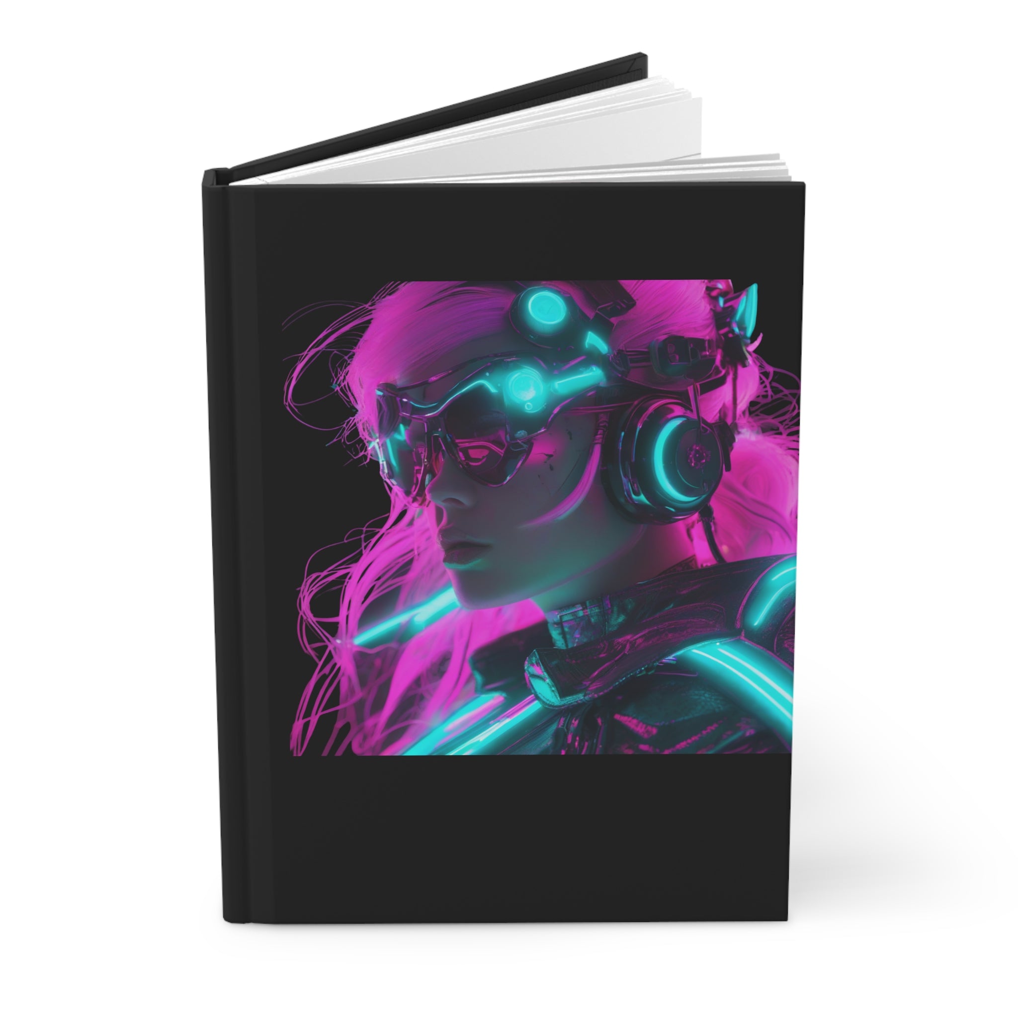 Futuristic Hardcover Journal - Cyberpunk Aesthetic, lined Writing Journal