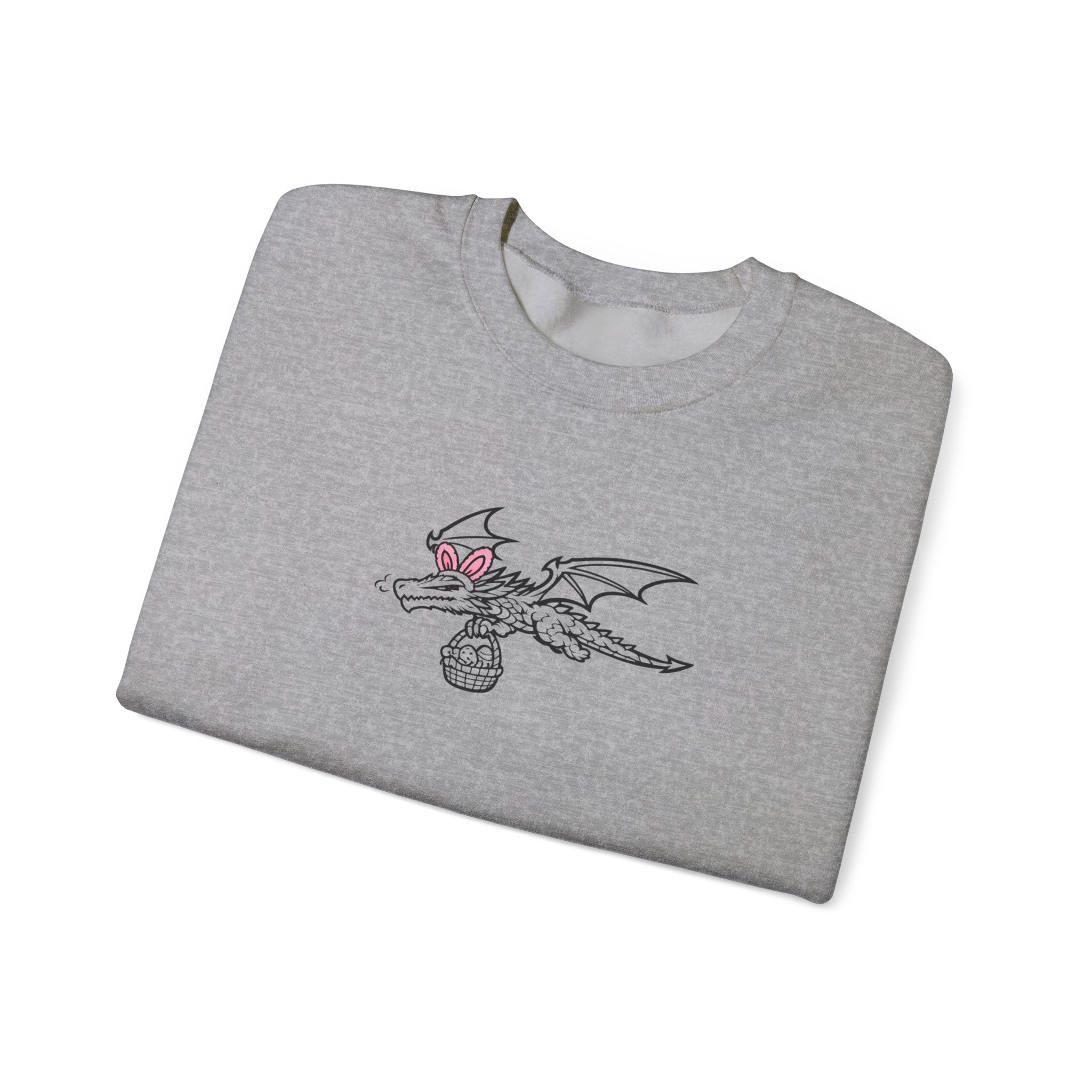 Easter Dragon Holding Easter Basket Crewneck Sweatshirt