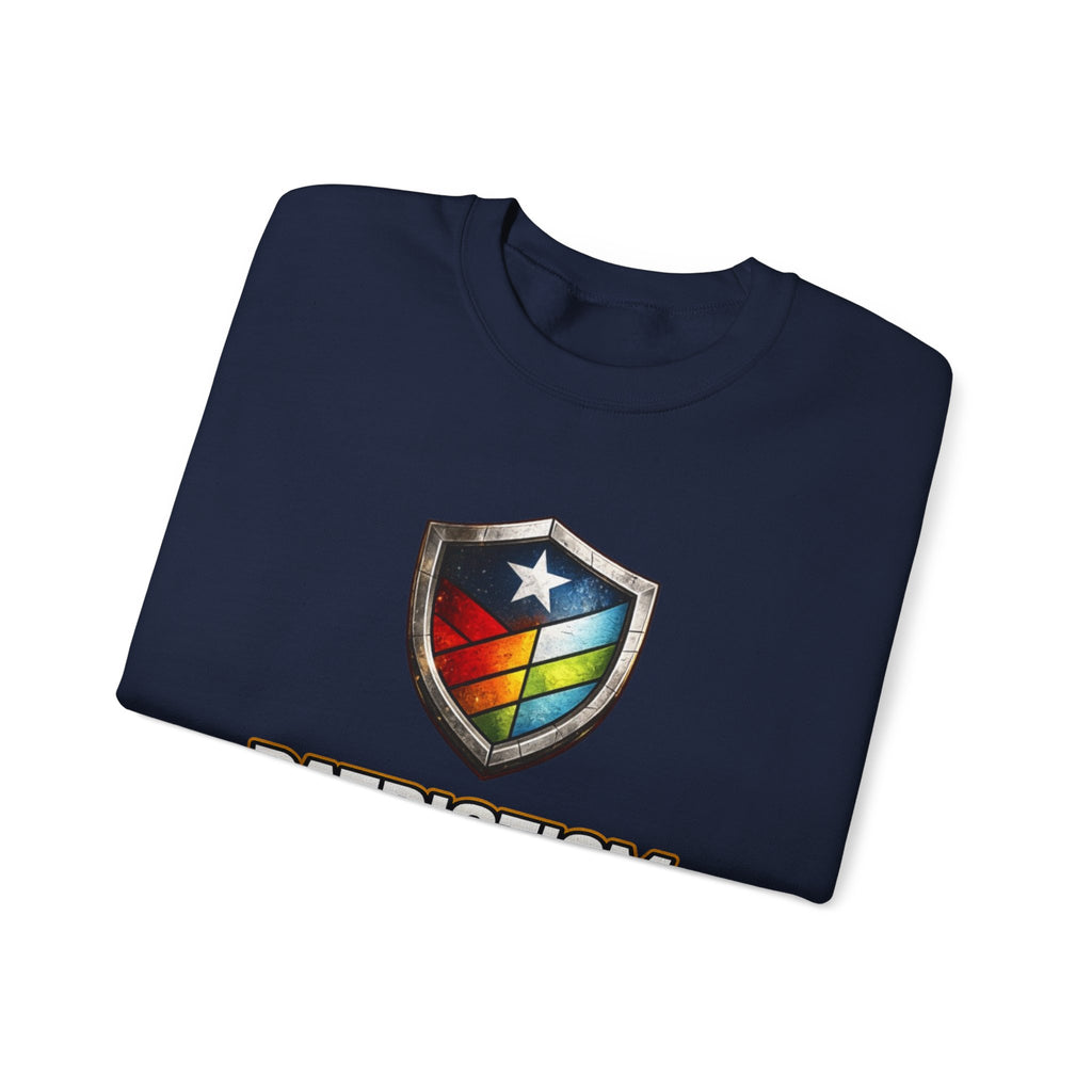 Patriotism Means Protecting Everyone Sweatshirt | Rainbow Shield Flag Design