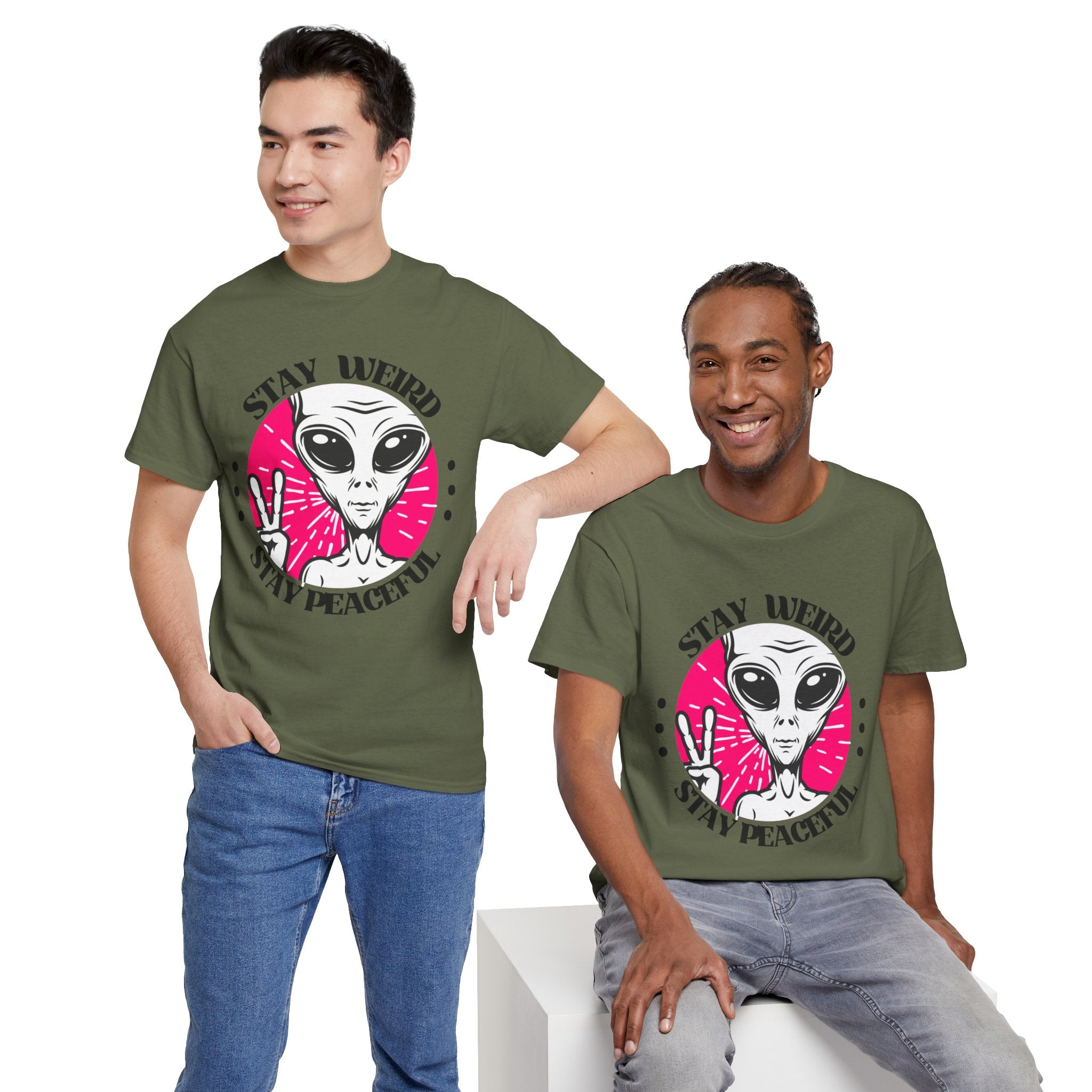 Stay Weird Stay Peaceful -Galaxy Vibes Unisex Tee -  Alien Tee, Sci-Fi Fashion