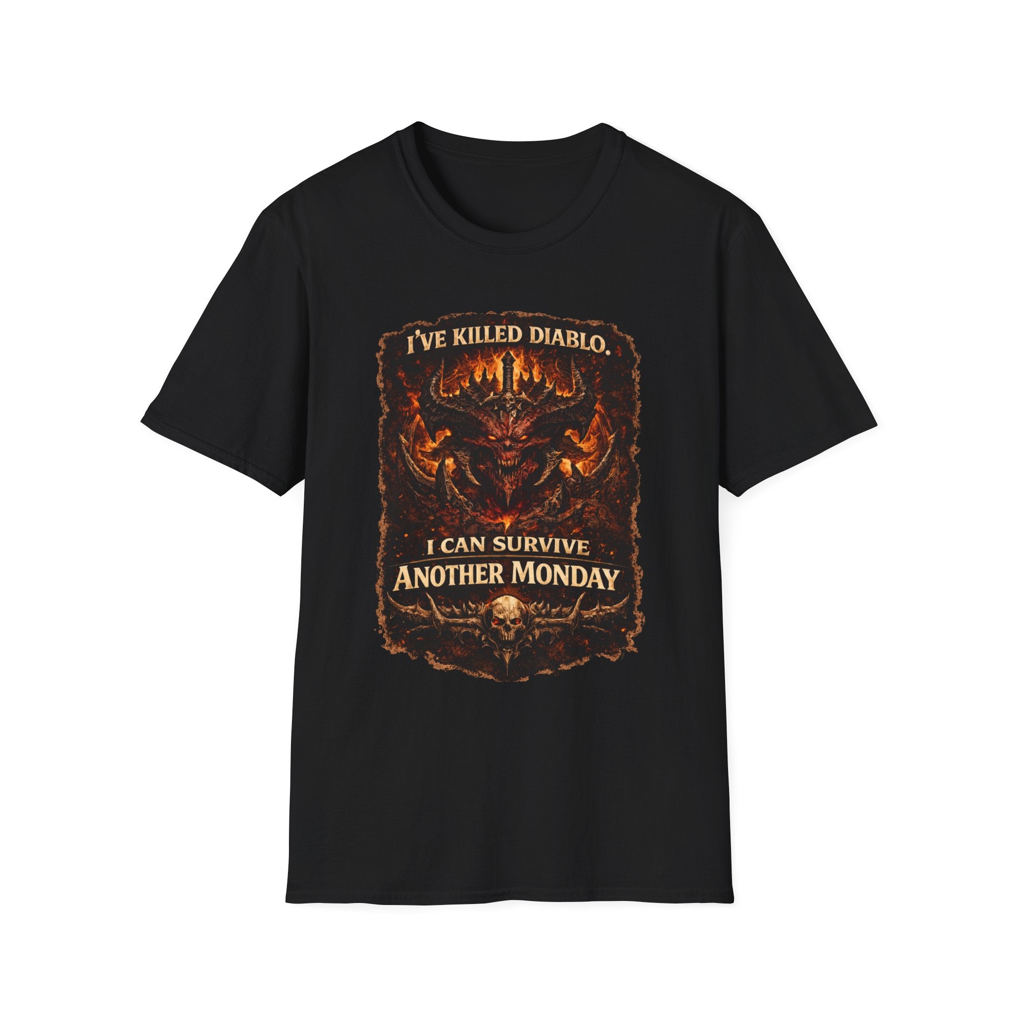 Diablo Demon Skull I Can Survive Another Monday T-Shirt
