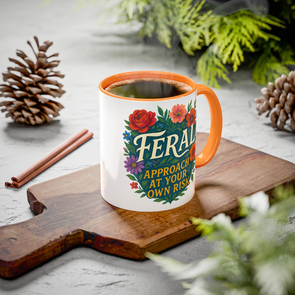 Feral Approach at Your Own Risk Mug | Floral Illustration, Ceramic Coffee Cup