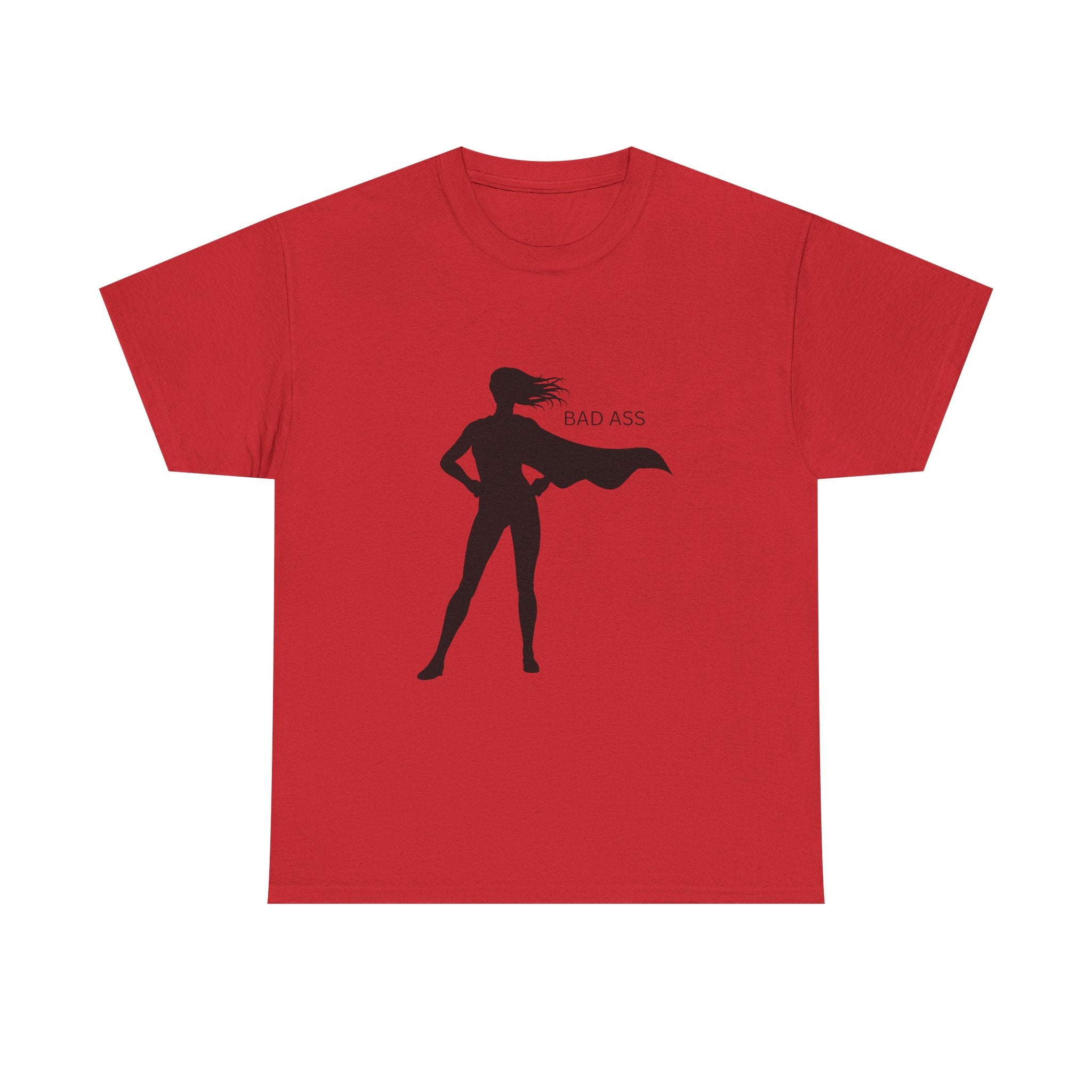 Bad Ass Superhero Silhouette Tee | Woman Cape Silhouette T-Shirt