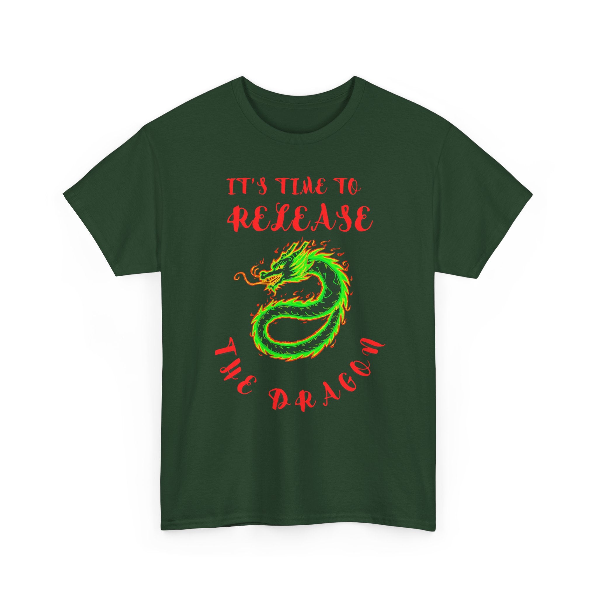 Release the Dragon T-Shirt | Green Dragon Illustration, Retro Script