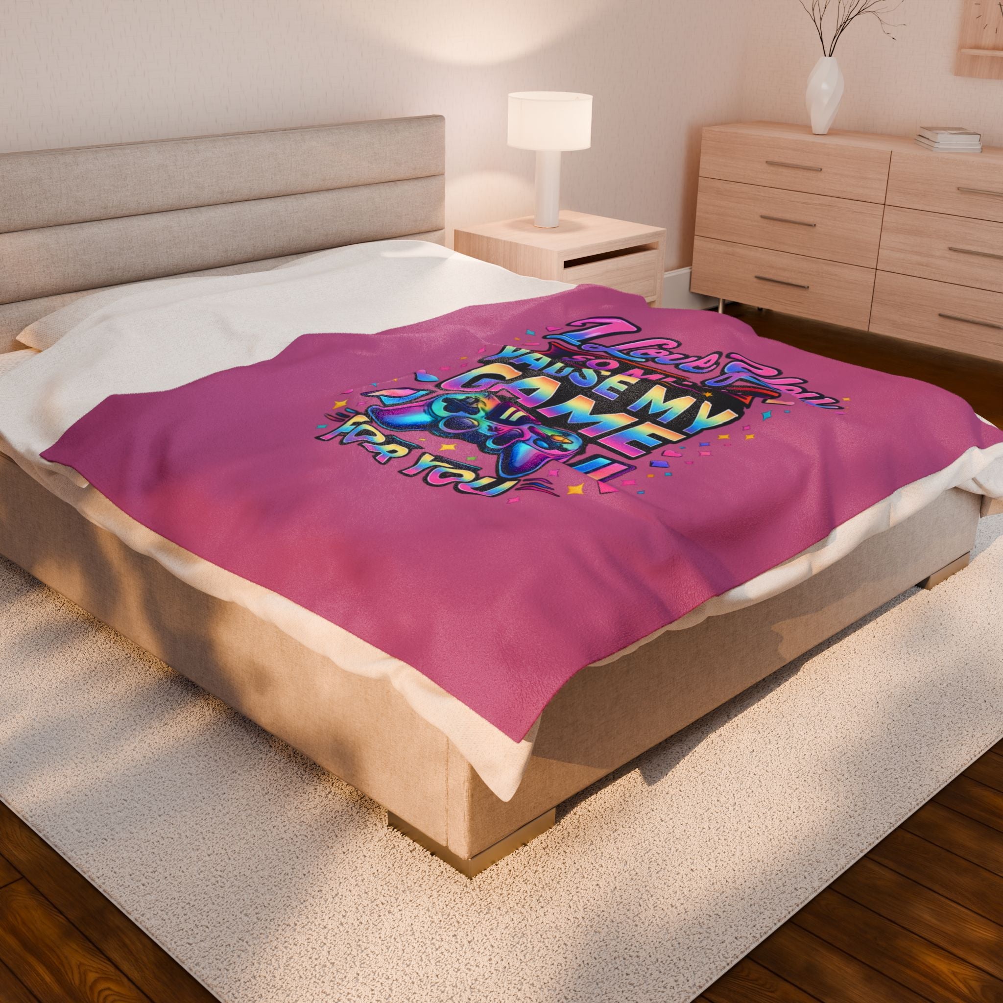 Plush Blanket I Love You So Much I'd Pause My Game Velveteen  | Gamer Love