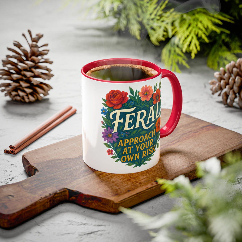 Feral Approach at Your Own Risk Mug | Floral Illustration, Ceramic Coffee Cup