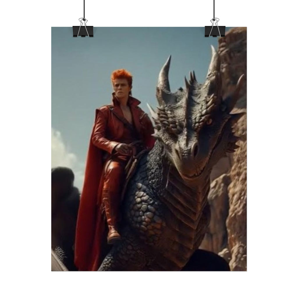 Fantasy Bowie Wall Art, Dragon Rider Poster, Home Decor, Gift for Fantasy Lovers, Bedroom Wall Decor, Unique Artwork