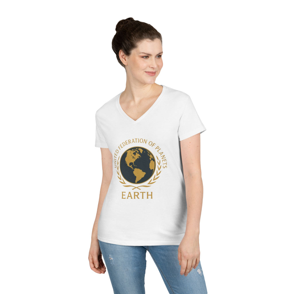 United Federation of Planets Earth Graphic V-Neck T-Shirt