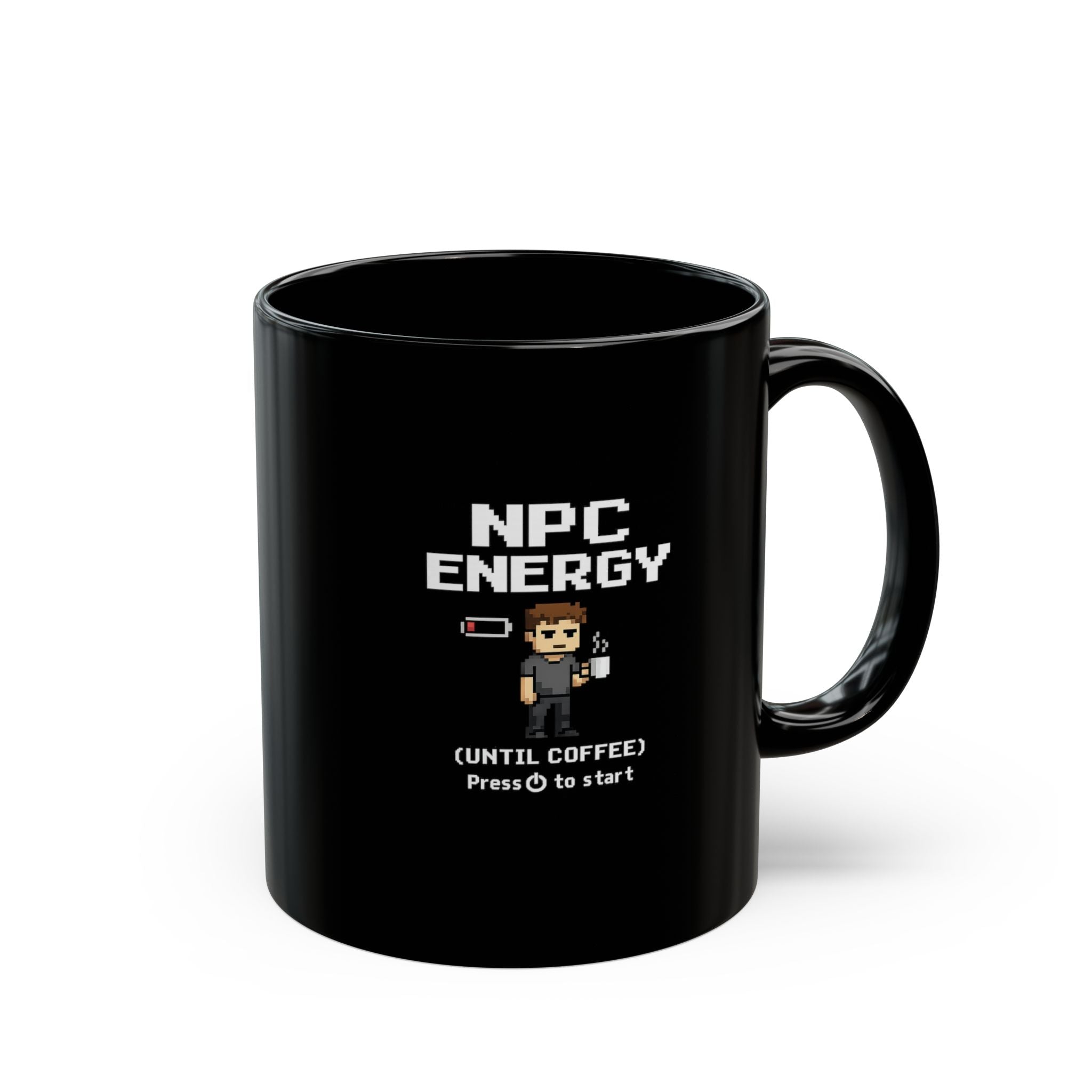 NPC Energy Coffee Mug — "Until Coffee" Retro Gamer Pixel Art Ceramic Mug (11oz )
