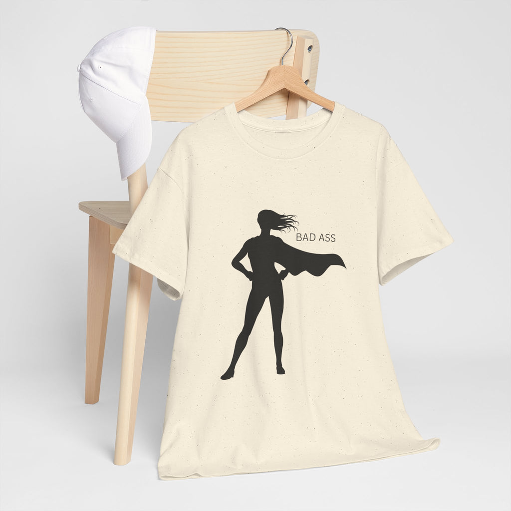 Bad Ass Superhero Silhouette Tee | Woman Cape Silhouette T-Shirt
