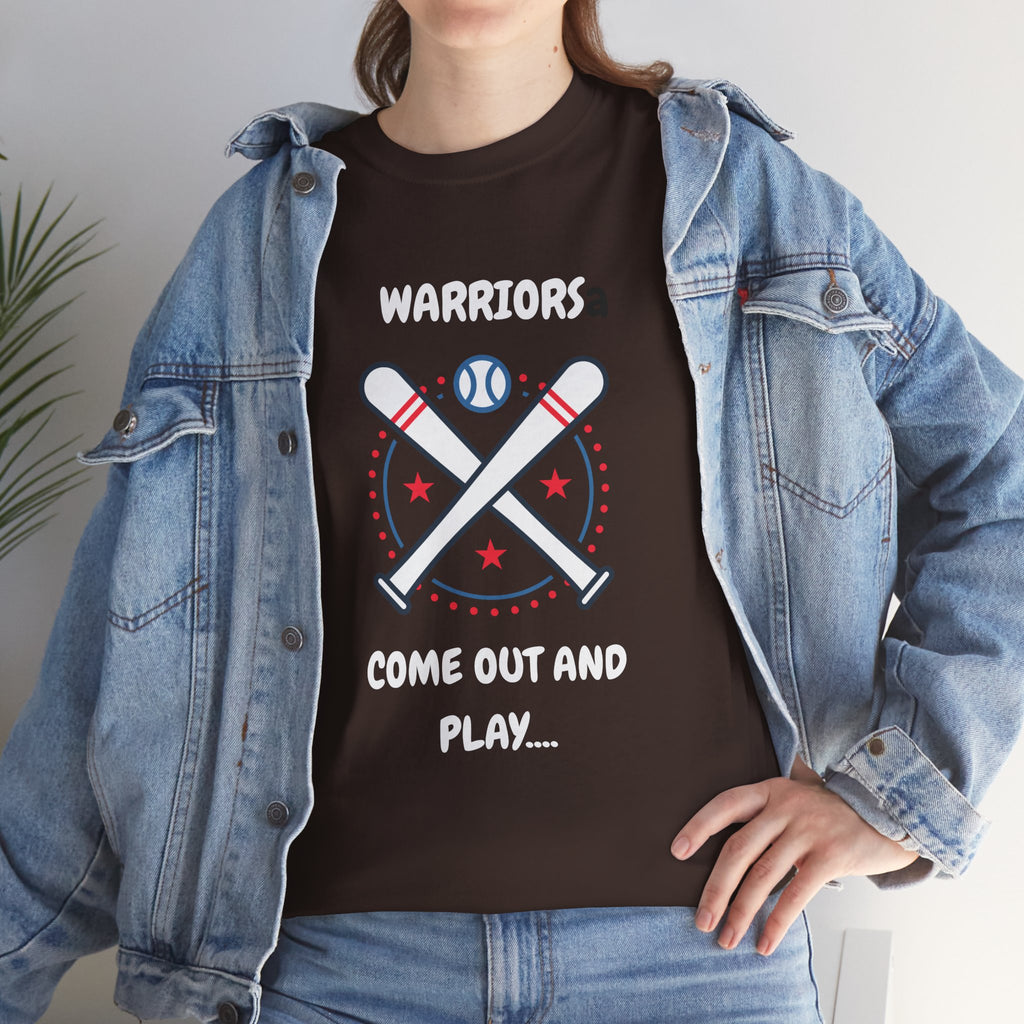 Warriors crossed baseball bats Come Out And Play T-Shirt | Baseball Team Tee