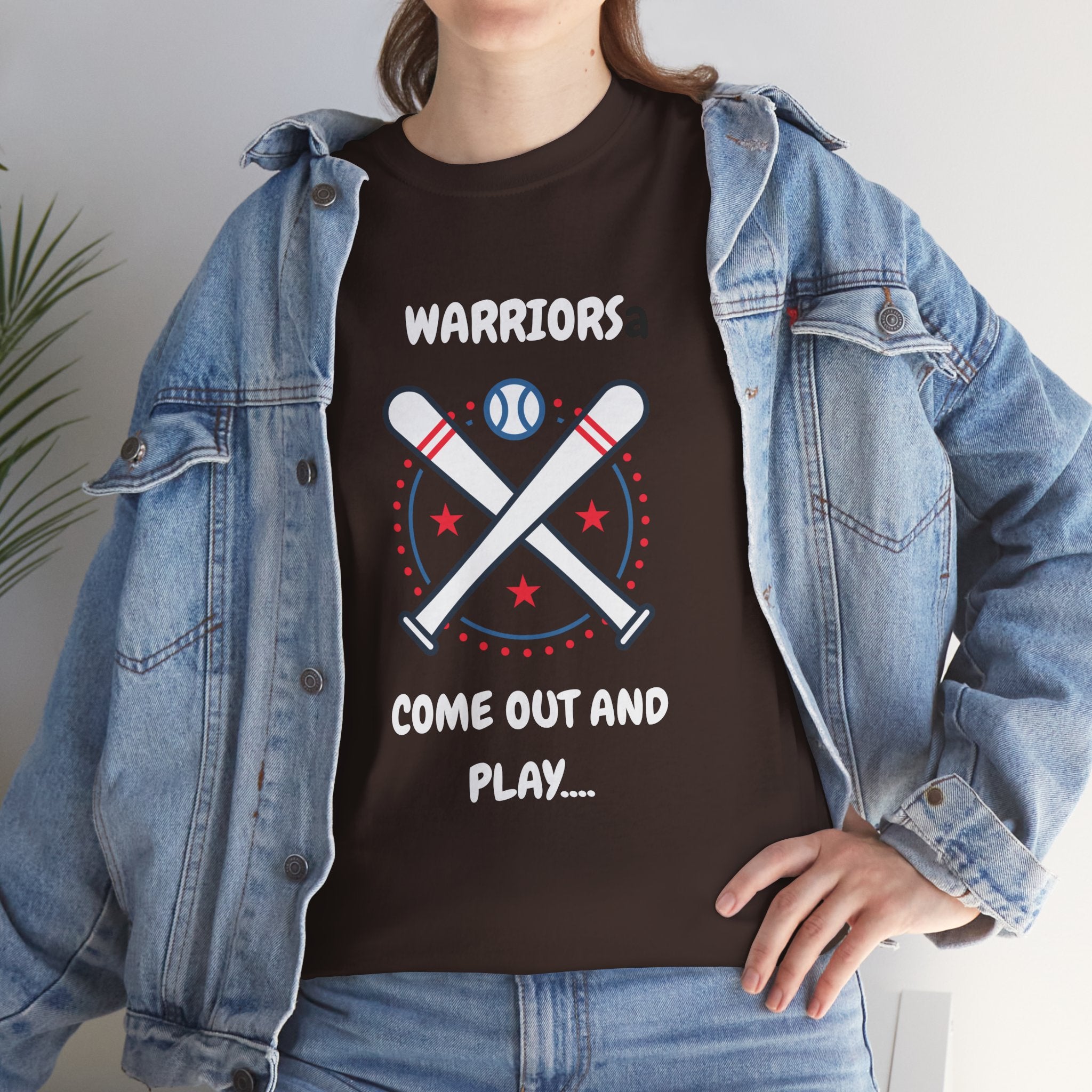 Warriors crossed baseball bats Come Out And Play T-Shirt | Baseball Team Tee