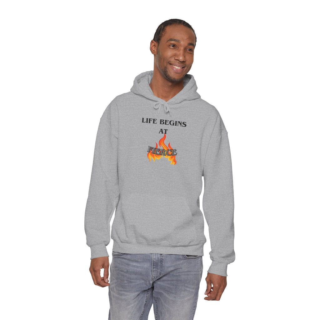 Life Begins at Fierce Hoodie | Flame Graphic Hoodie
