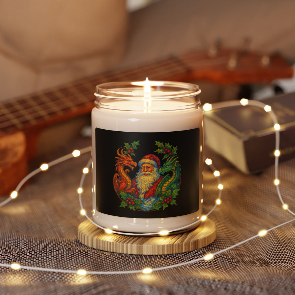 Vintage Santa with Dragons and Holly Holiday Candle | Scented Soy 9oz