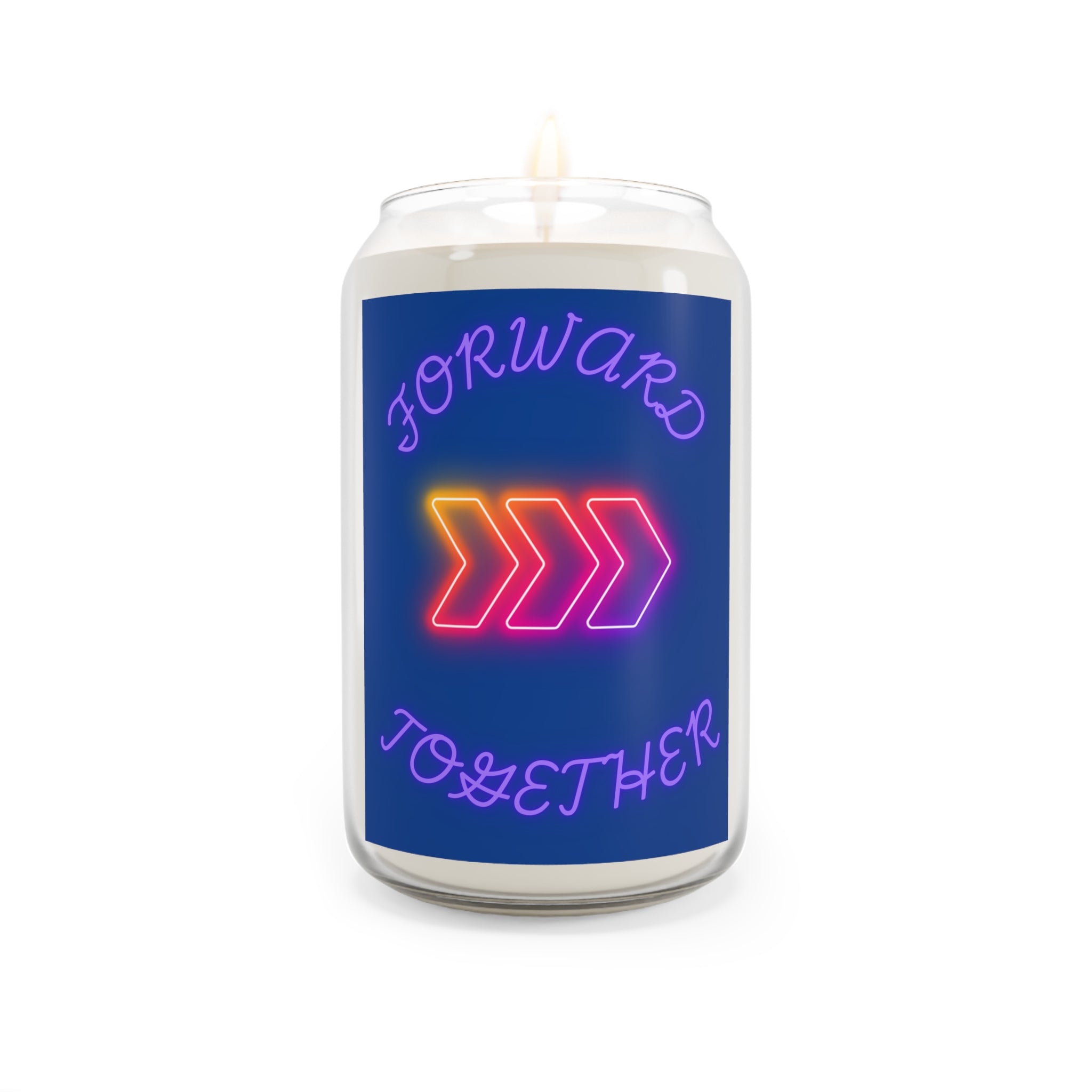 Forward Together Candle | Soy Candle with Neon Arrow Design