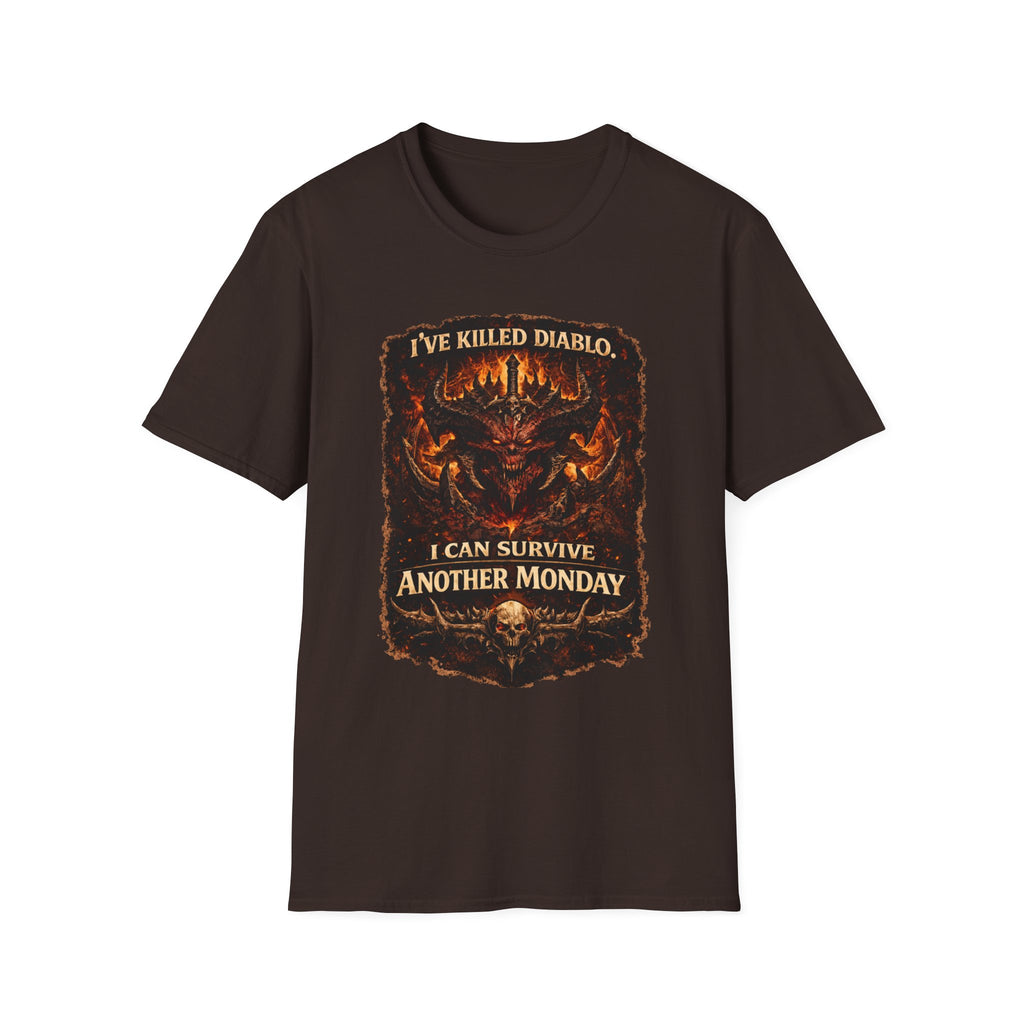 Diablo Demon Skull I Can Survive Another Monday T-Shirt