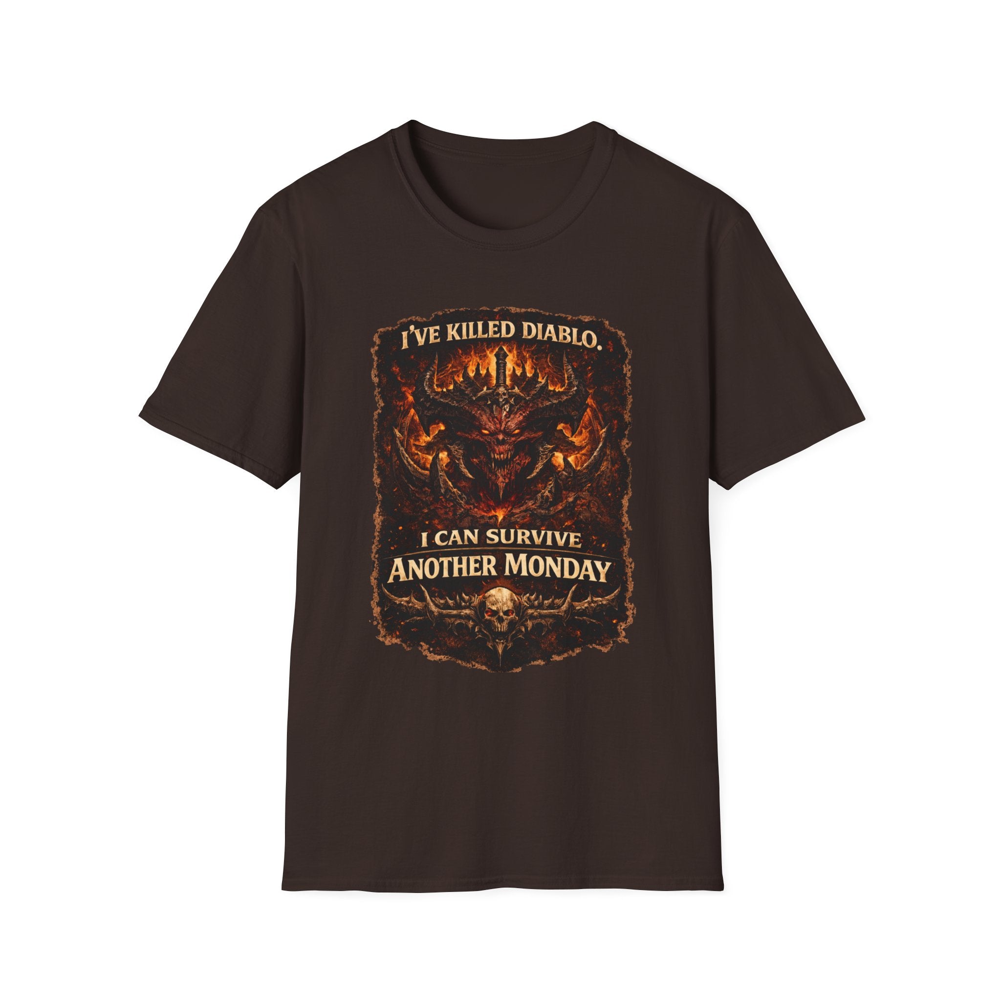 Diablo Demon Skull I Can Survive Another Monday T-Shirt