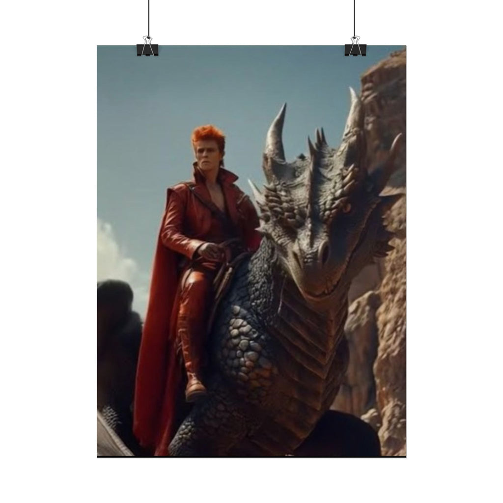 Fantasy Bowie Wall Art, Dragon Rider Poster, Home Decor, Gift for Fantasy Lovers, Bedroom Wall Decor, Unique Artwork