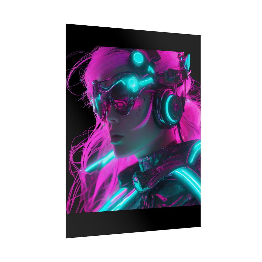Cyberpunk Wall Art Print, Neon Anime Decor, Retro Futurism Poster, Unique Gift for Gamers, Modern Home Decor