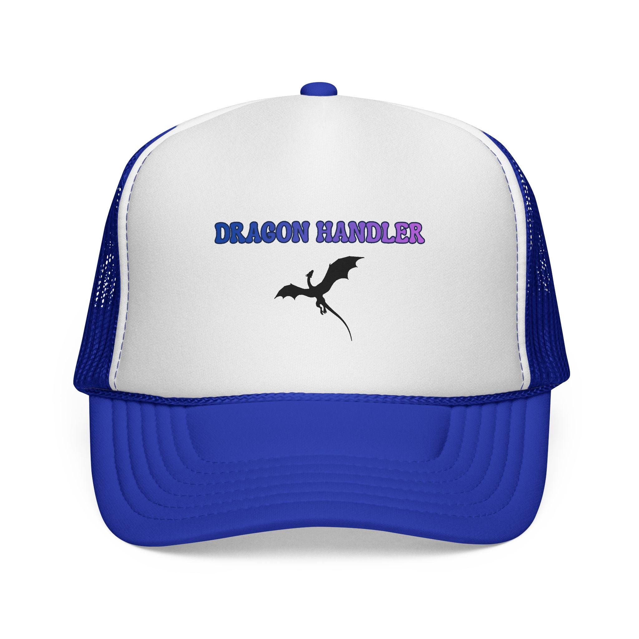 Dragon Handler Trucker Cap — Black Mesh Hat with Dragon Silhouette